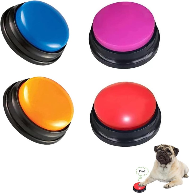 Finest + Voice Recording Button for Communication Pet Training Buzzer, 30 Second Record&Playback Dog Toy, Voice Recording Clicker for Cat, Puppy, Pet Trainin, Funny Gift for Study Office Home 4 Pcs - Image 1